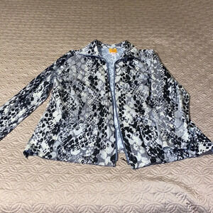 Lightweight snakeskin glitter and clear “sequins” zip jacket